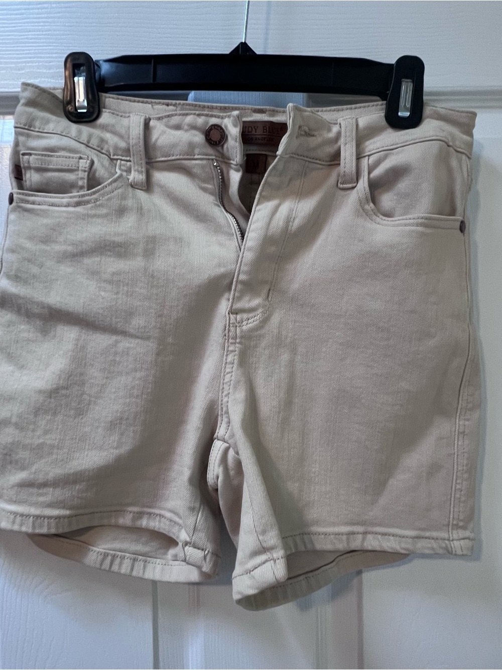 Judy Blue Jean Shorts Garment Dyed Ecru Khaki High Rise Size Medium